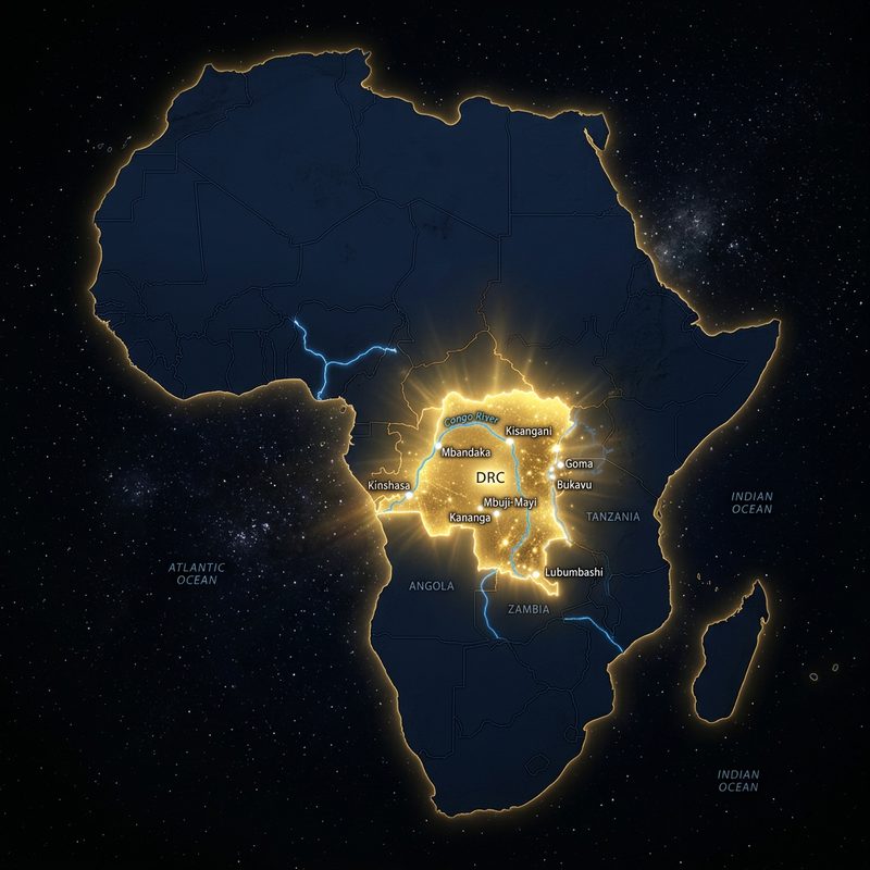 Carte Afrique — RDC illuminée